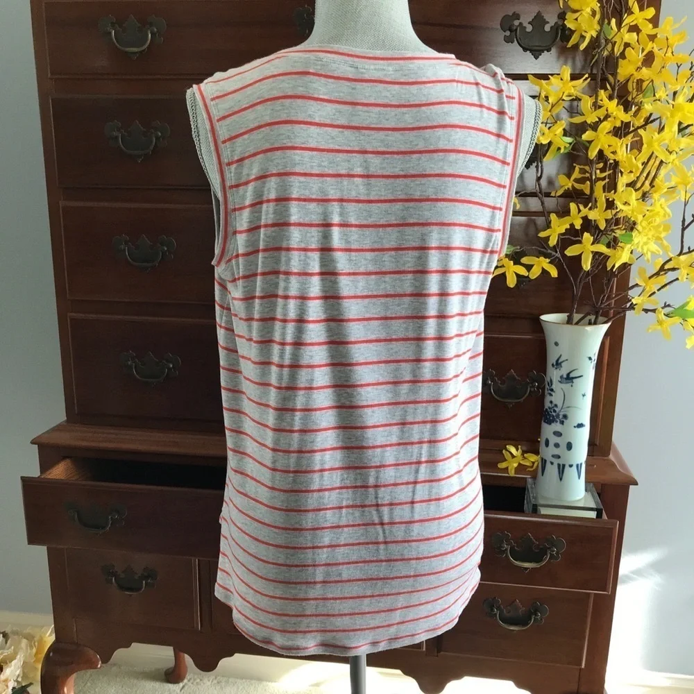 CAbi Tangerine Stripe Ruffle Sleeveless Top Size S - Picture 5 of 15